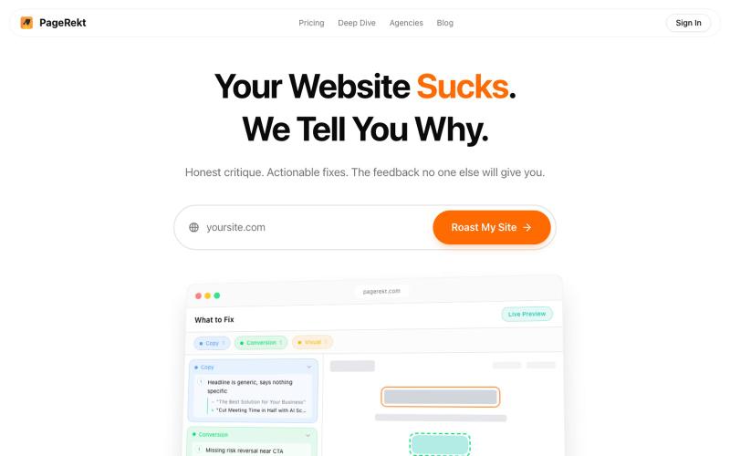 PageRekt - Get Your Website Roasted — screenshot