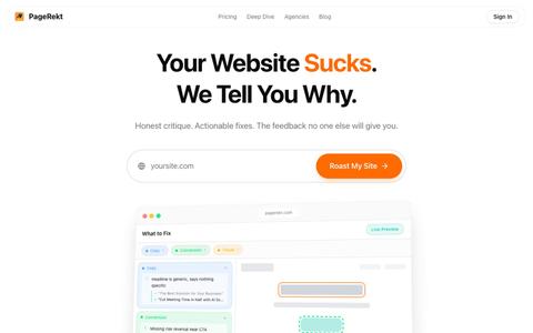 PageRekt - Get Your Website Roasted — screenshot