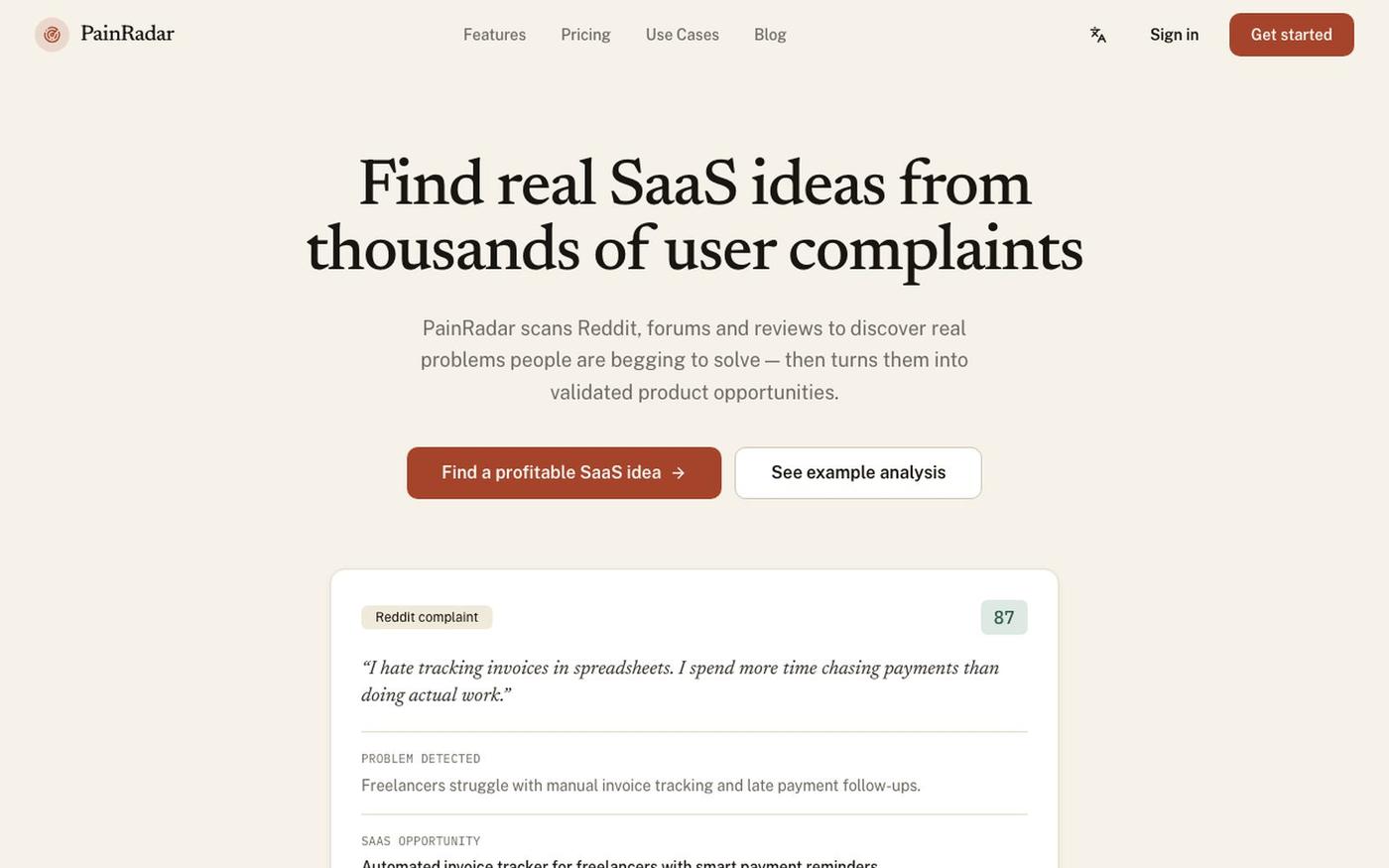PainRadar — Find Real Problems, Build Real Products — screenshot