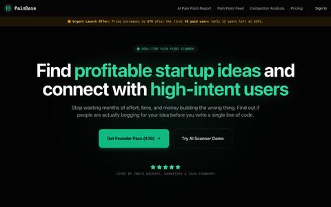 PainBase - Find Validated Ideas from Real People Who Need Your Solution — screenshot