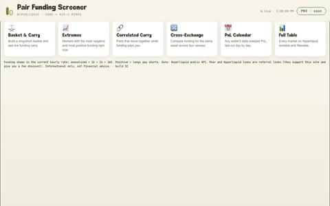 Pair Funding Screener — screenshot