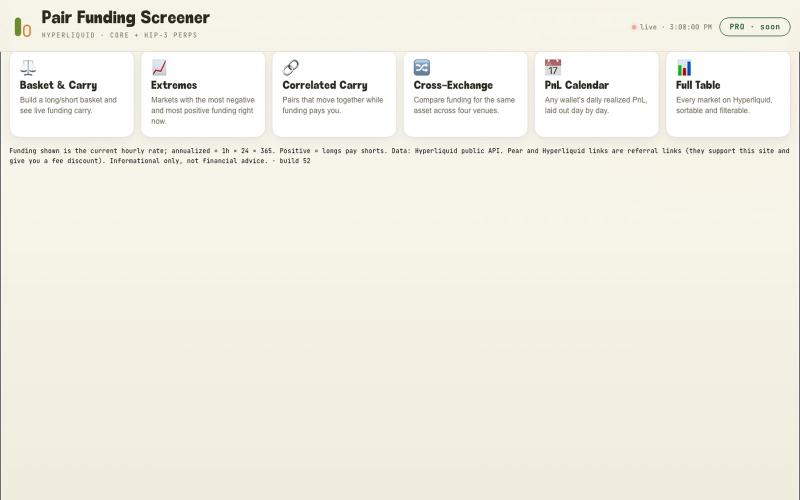 Pair Funding Screener — screenshot
