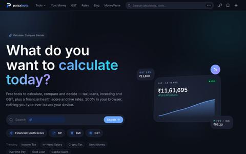 PaisaTools — India's premium financial toolkit — screenshot