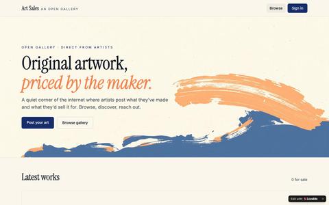 Art Sales — Browse original artwork for sale — screenshot