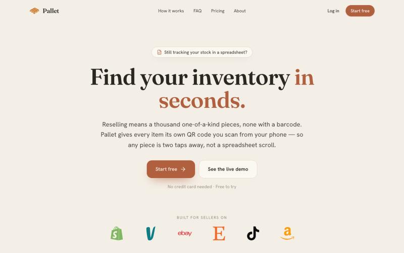 Pallet — Inventory tracking for resellers — screenshot