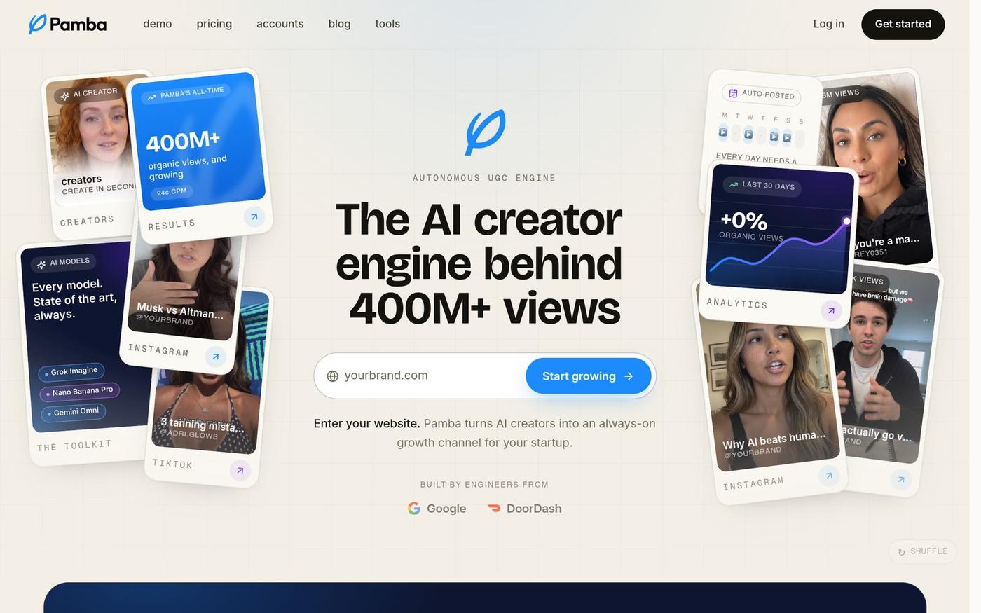 Pamba | The AI creator engine behind 400M+ views — screenshot