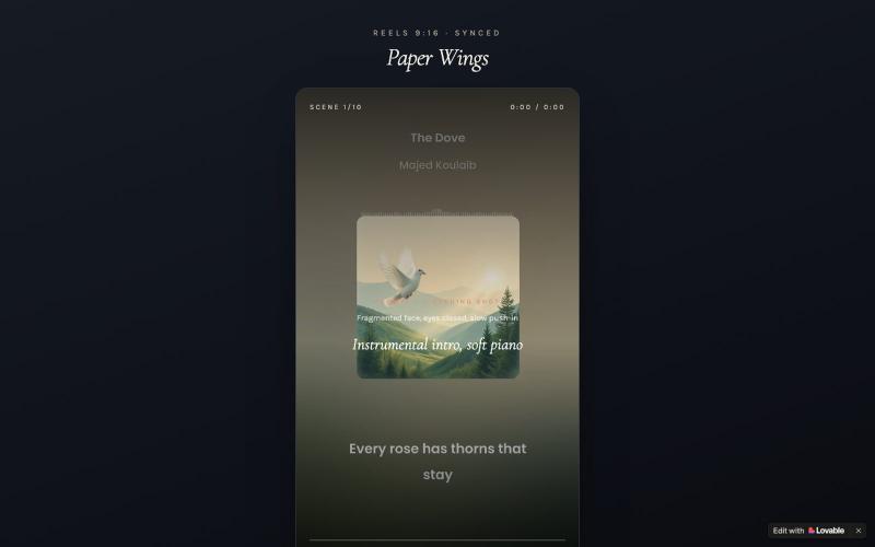 Paper Wings — 9:16 Reels Script Synced to Music — screenshot