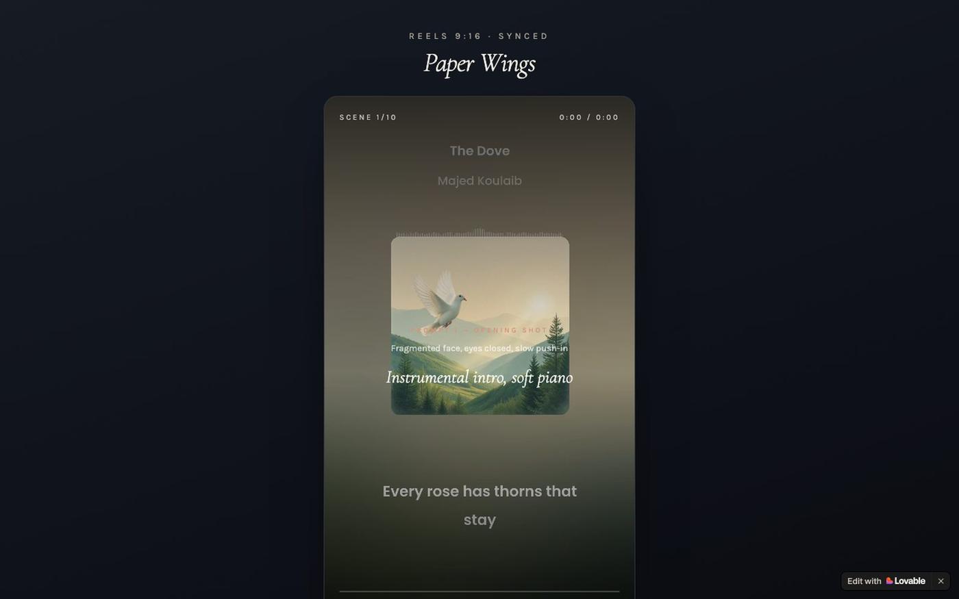Paper Wings — 9:16 Reels Script Synced to Music — screenshot