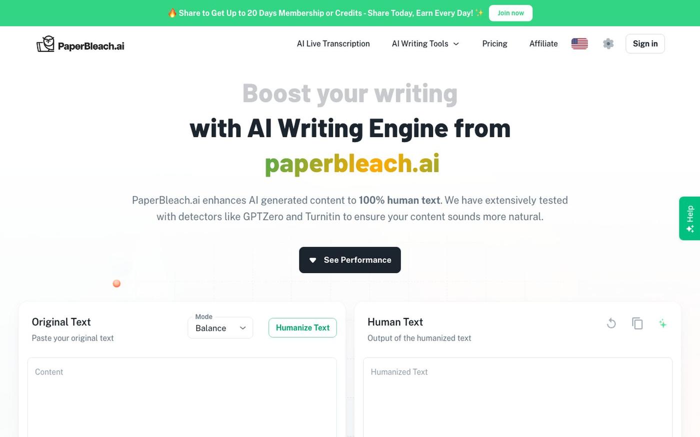 PaperBleach | AI Humanizer | Humanize text for Free — screenshot