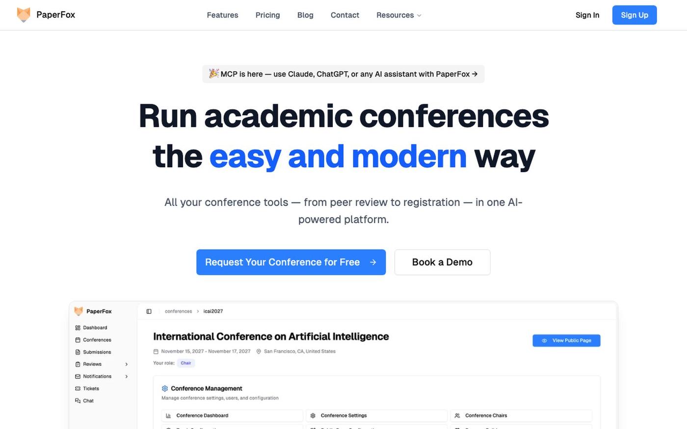 PaperFox.ai - Run academic conferences the easy and modern way — screenshot
