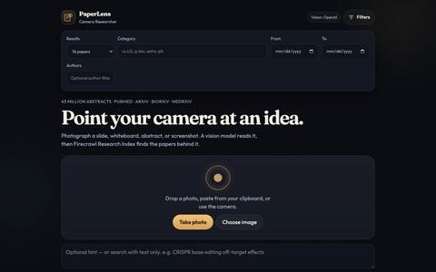 PaperLens — Camera Researcher — screenshot