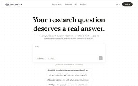 PaperTrace - AI Literature Review — screenshot