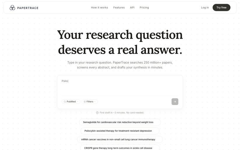 PaperTrace - AI Literature Review — screenshot
