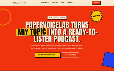 PaperVoiceLab — AI Podcast Studio. Turn any topic into a crafted podcast. — screenshot
