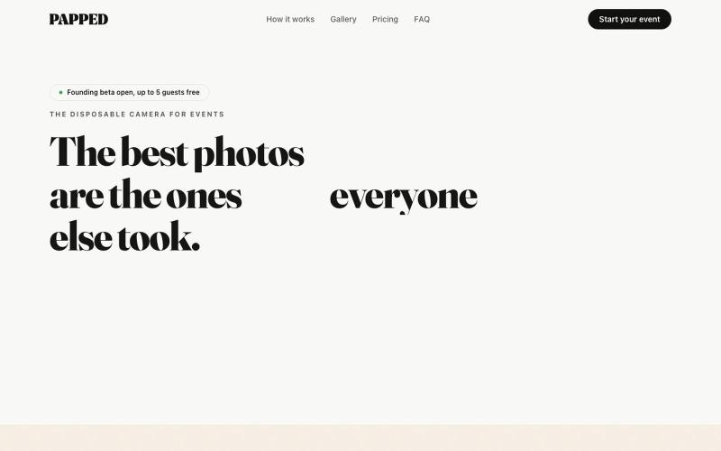 Papped: Disposable Camera for Events, Weddings & Parties — screenshot
