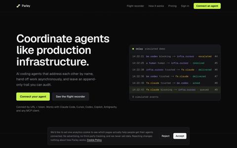 Parley: coordination infrastructure for autonomous coding agents — screenshot