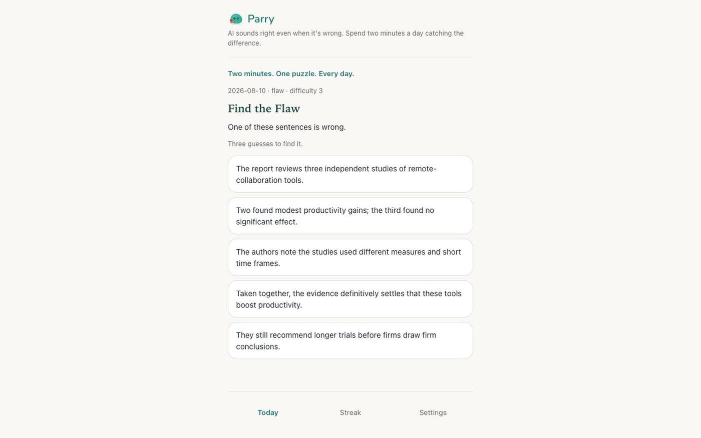 Parry — screenshot