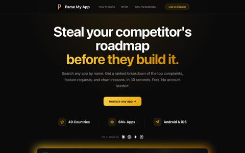 Parse My App - App Store Intelligence Platform — screenshot