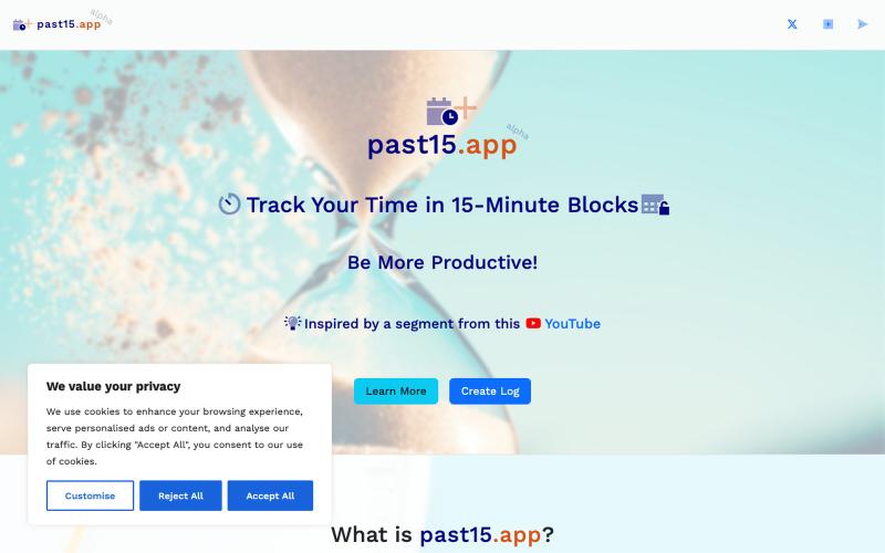 past15.app - productivity tracker - 15 minute increments — screenshot
