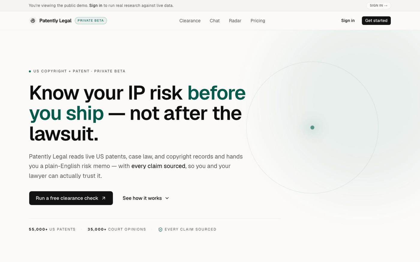 Patently Legal — Copyright + patent research and violations agent — screenshot