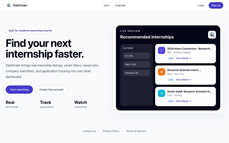 Pathfinder | Find Your Next Internship — screenshot