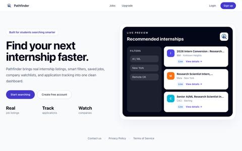 Pathfinder | Find Your Next Internship — screenshot
