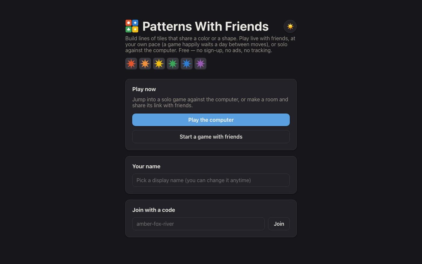 Patterns With Friends — screenshot