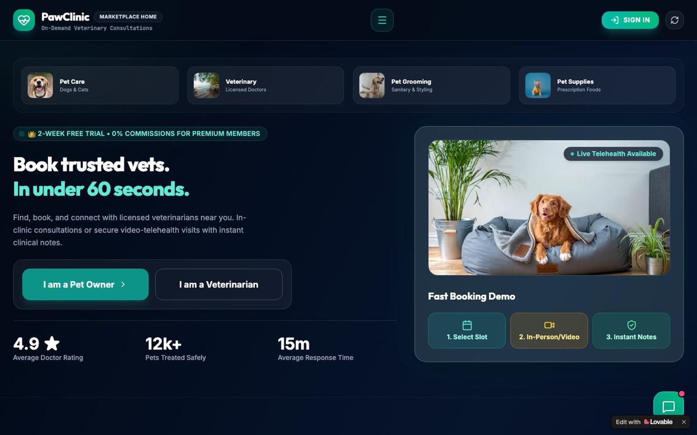 PawClinic — Modern Veterinary Marketplace — screenshot