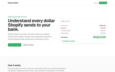Payout Clarity — Understand every dollar Shopify sends to your bank — screenshot