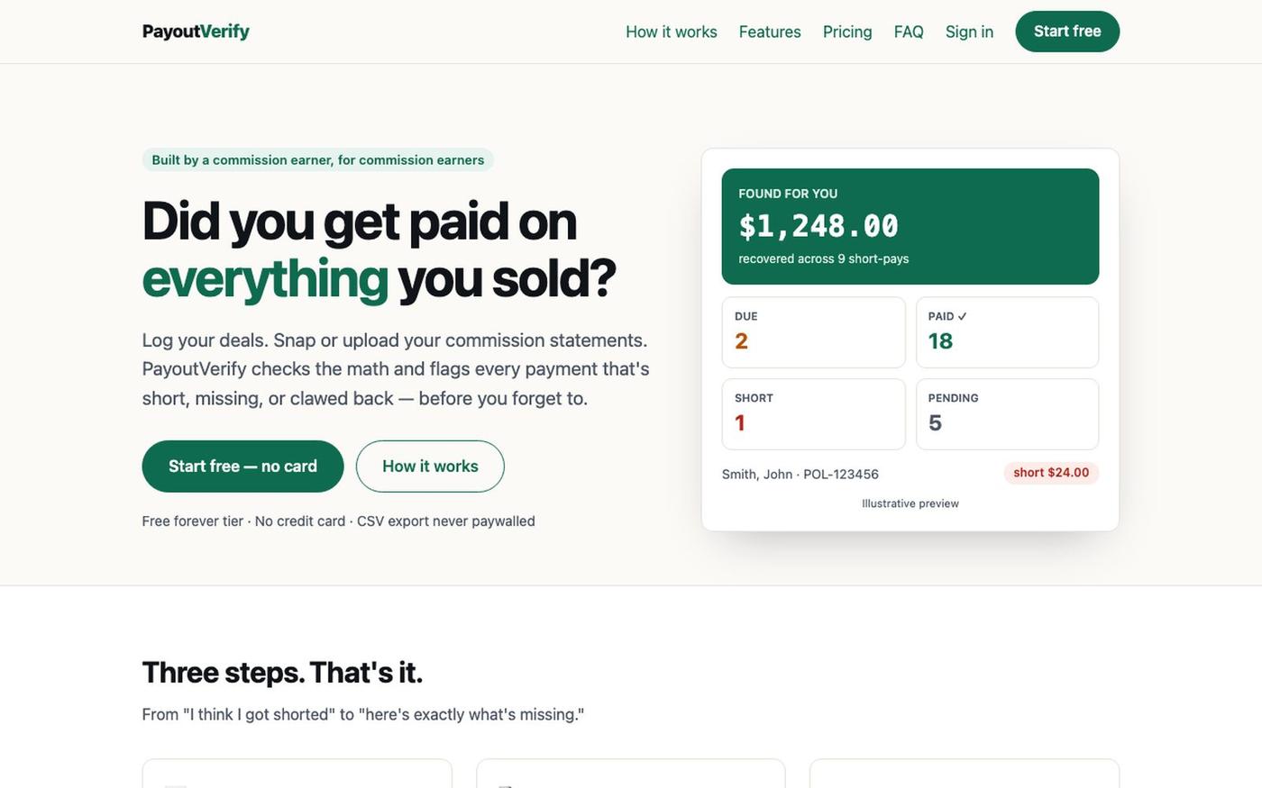 PayoutVerify — Did you get paid on everything you sold? — screenshot