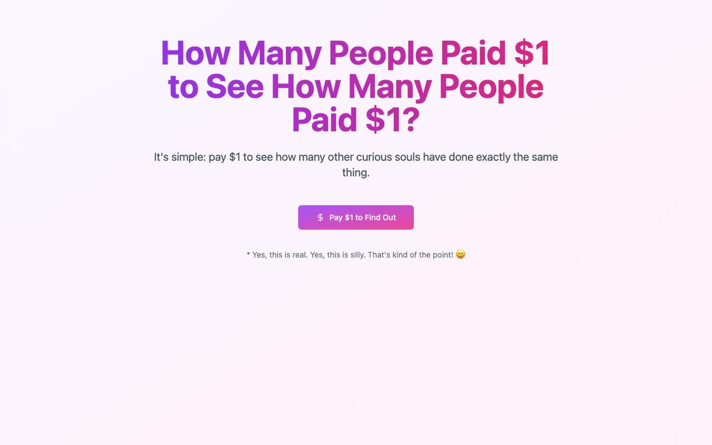 How many people paid $1 to see how many people paid $1 — screenshot