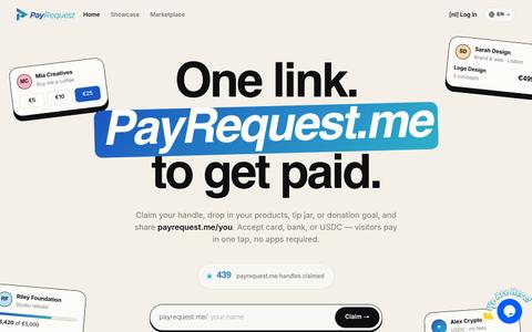 payrequest.me — One link. PayRequest.me to get paid. — screenshot