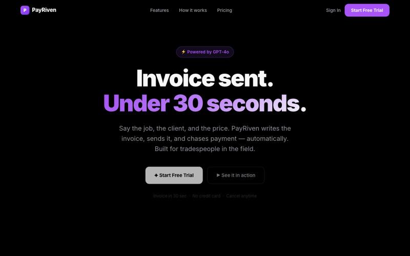 Voice Invoicing App for Contractors | PayRiven — screenshot