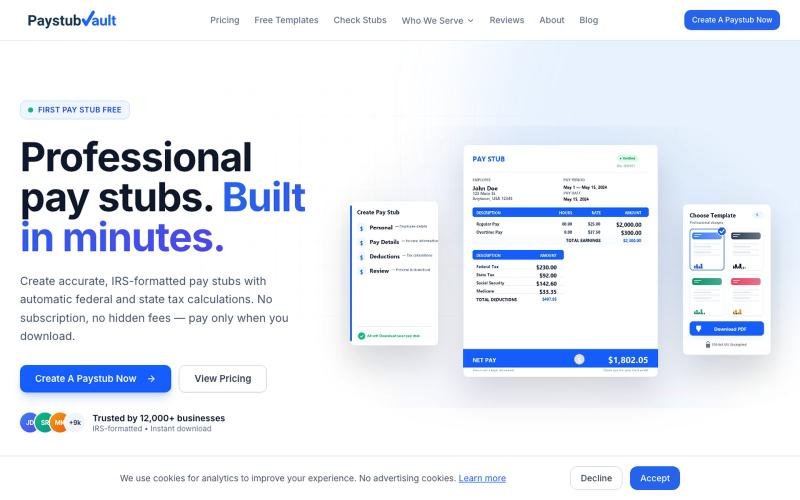 Pay Stub Generator | Create Free Pay Stubs Online Now — screenshot