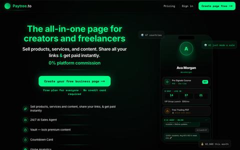 Paytree — The bio link for creators who monetize — screenshot