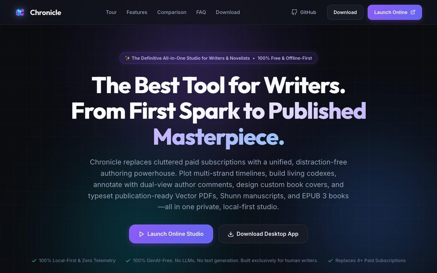 Chronicle — The Best Tool for Writers | All-in-One Authoring & Publishing Studio — screenshot
