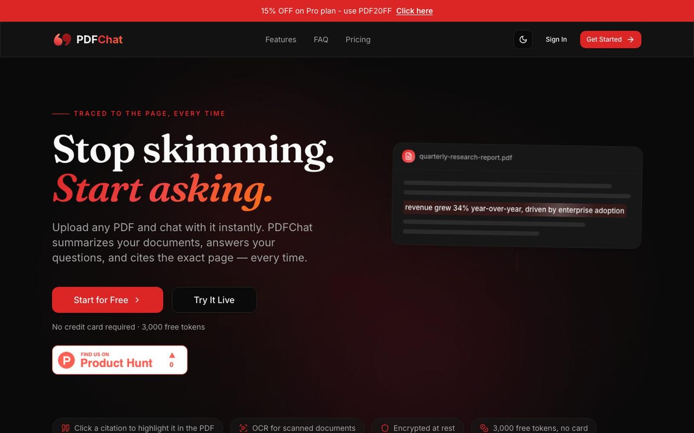 Chat with PDF using AI — Summaries & Instant Answers | PDFChat — screenshot