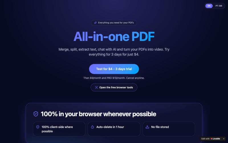 All PDF tools you need in one place | PDFMagic AI — screenshot