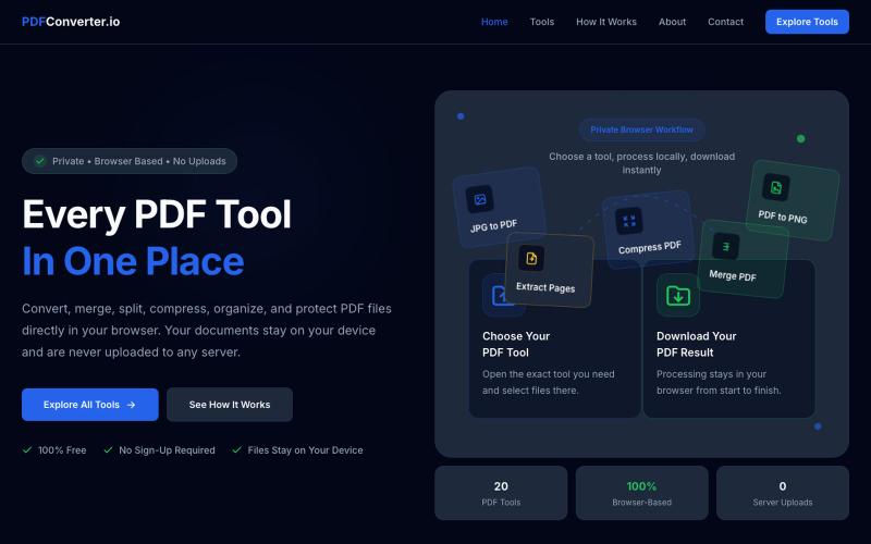 PDFConverter.io | Free Browser Based PDF Tools — screenshot