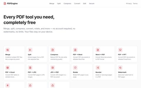 PDFEngine — Free Online PDF Tools — screenshot