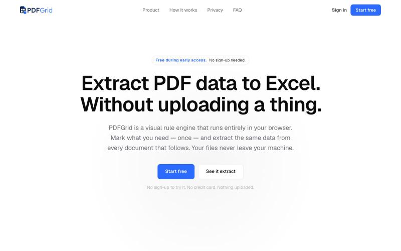 PDFGrid — turn PDFs into spreadsheets — screenshot