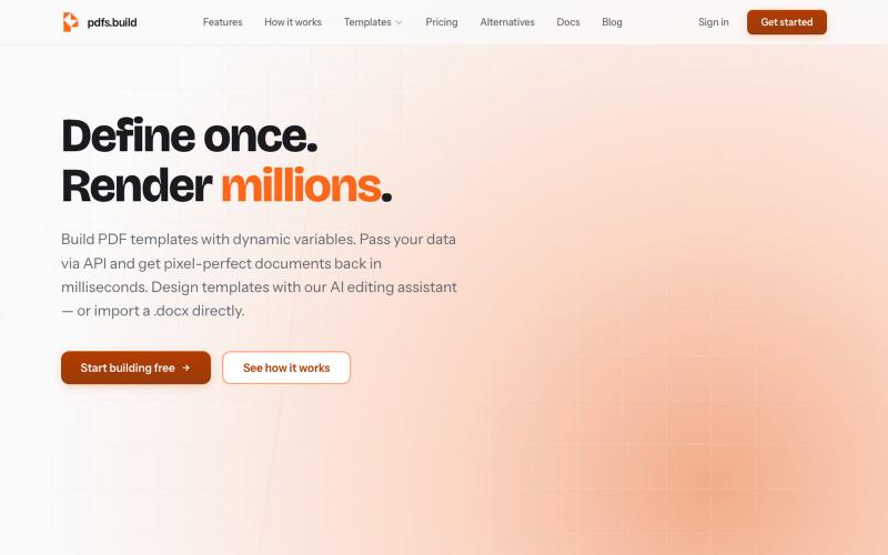 pdfs.build — PDF Template Engine & Rendering API — screenshot