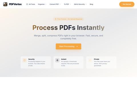 PDFVertex - Free Online PDF Converter, Editor & Tools — screenshot
