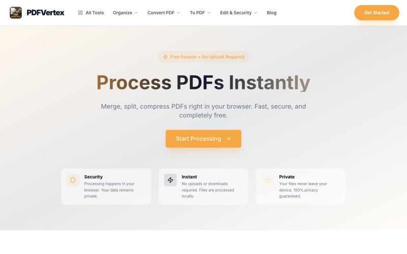 PDFVertex - Free Online PDF Converter, Editor & Tools — screenshot