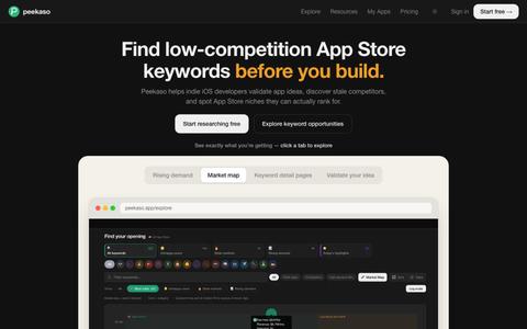 App Store App Ideas & Keyword Research for Indie iOS Developers | Peekaso — screenshot