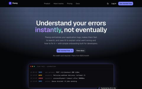 Peeng - AI-powered observability — screenshot