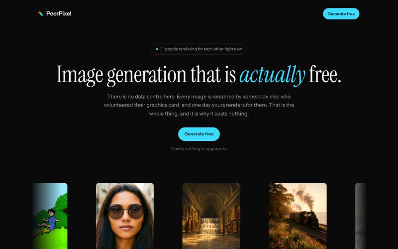 Free AI Image Generator · PeerPixel — screenshot