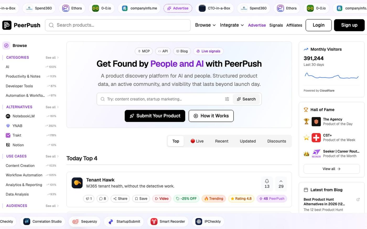 PeerPush - Get Found by People and AI — screenshot