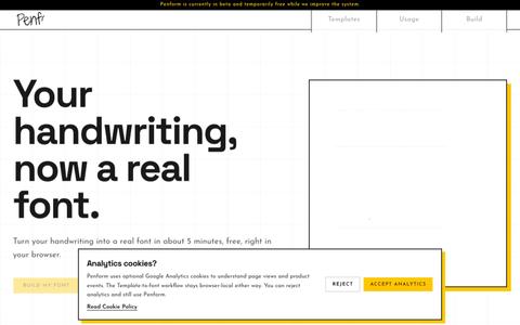 Penform | Turn handwriting into an installable font — screenshot