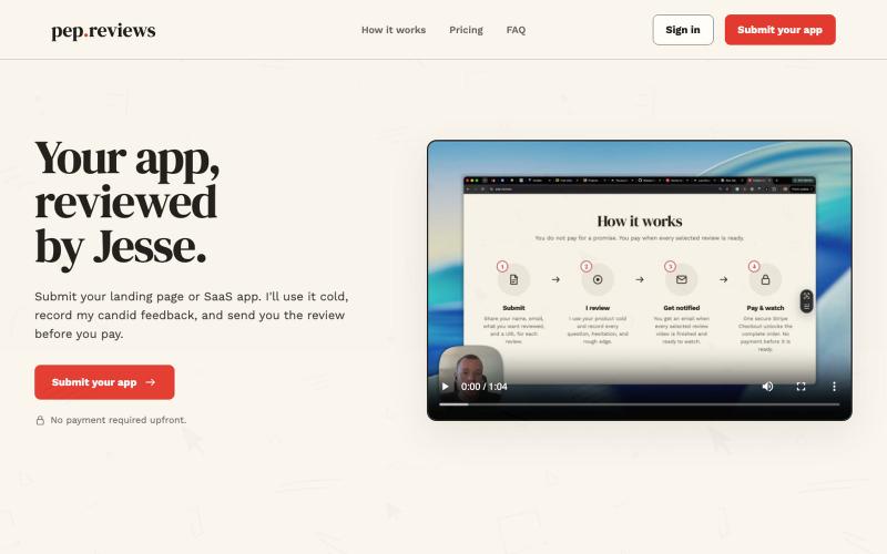 Human App Reviews for Early-Stage Founders | pep.reviews — screenshot